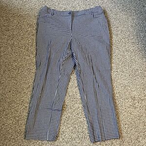Anne Klein Womens Gingham Plaid Pants Plus Size 16W Cotton Blend Stretch Black